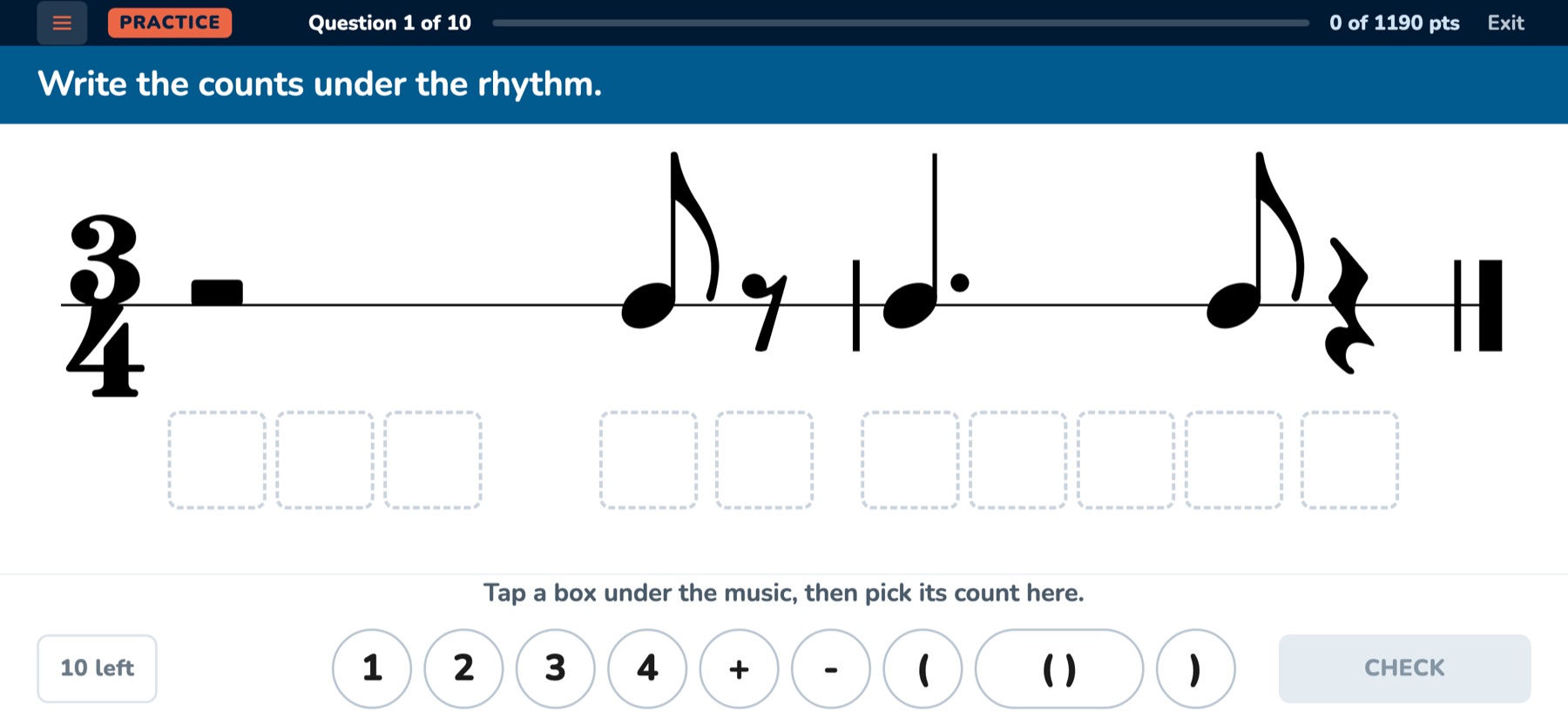 A counting question: write the counts under the rhythm