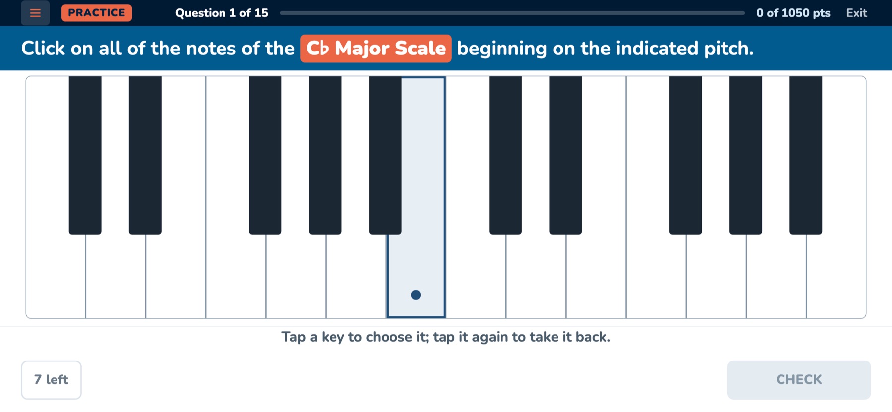 A keyboard question: the notes of a major scale on the keys